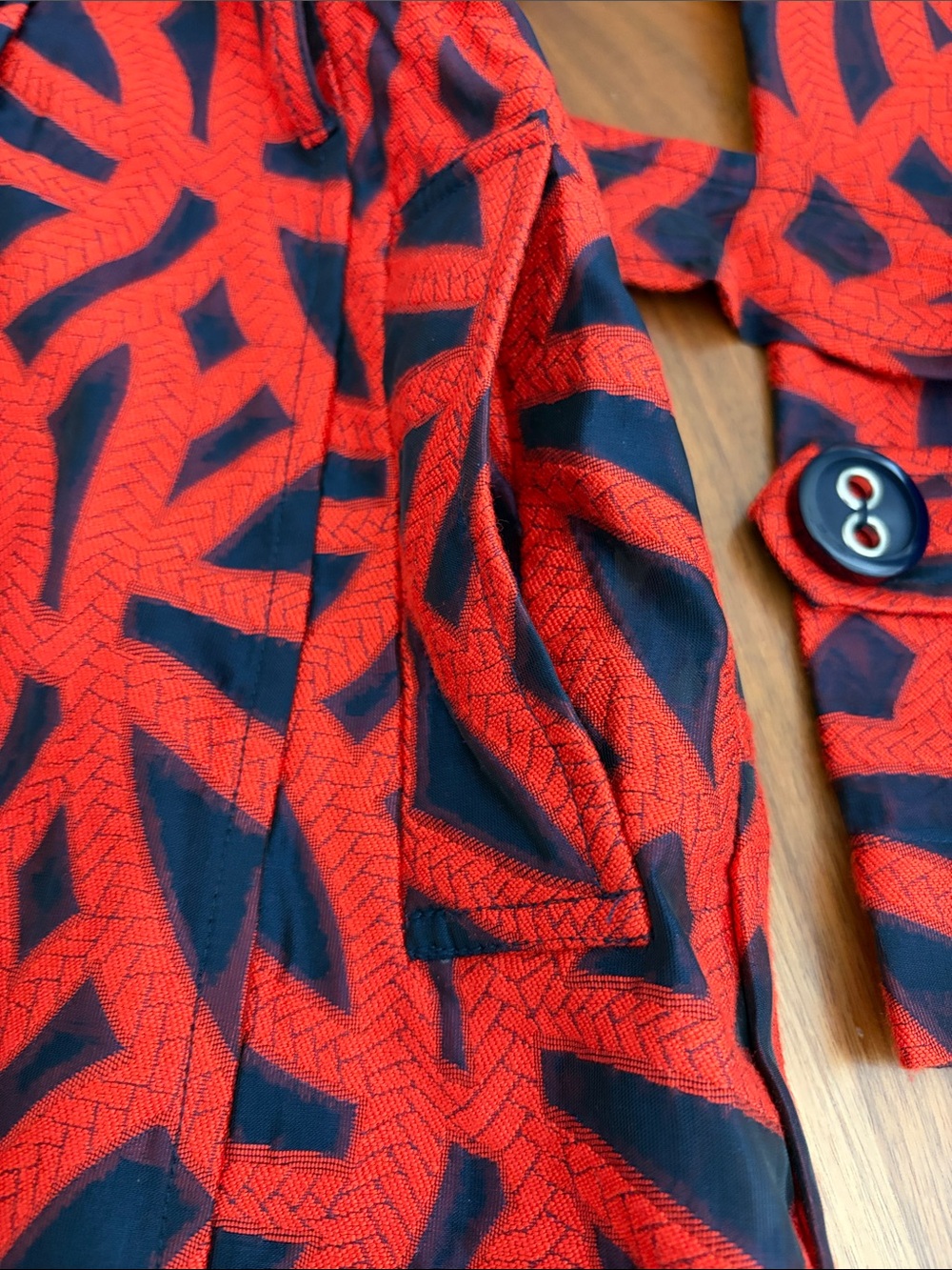 Anthropologie Eva Franco Navy and Red Trench Coat - Picture 3 of 8